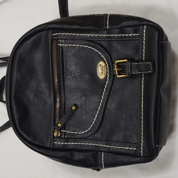 Boc Born Concept Black Faux Leather Backpack Purse Bag Vegan - Picture 14 of 16